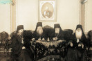 Епископы Гермоген (Долганов), Назарий (Кириллов), Серафим (Чичагов) и Евфимий (Елиев) в Архиерейском доме. Фото М. Дмитриева. ГУ ЦАНО